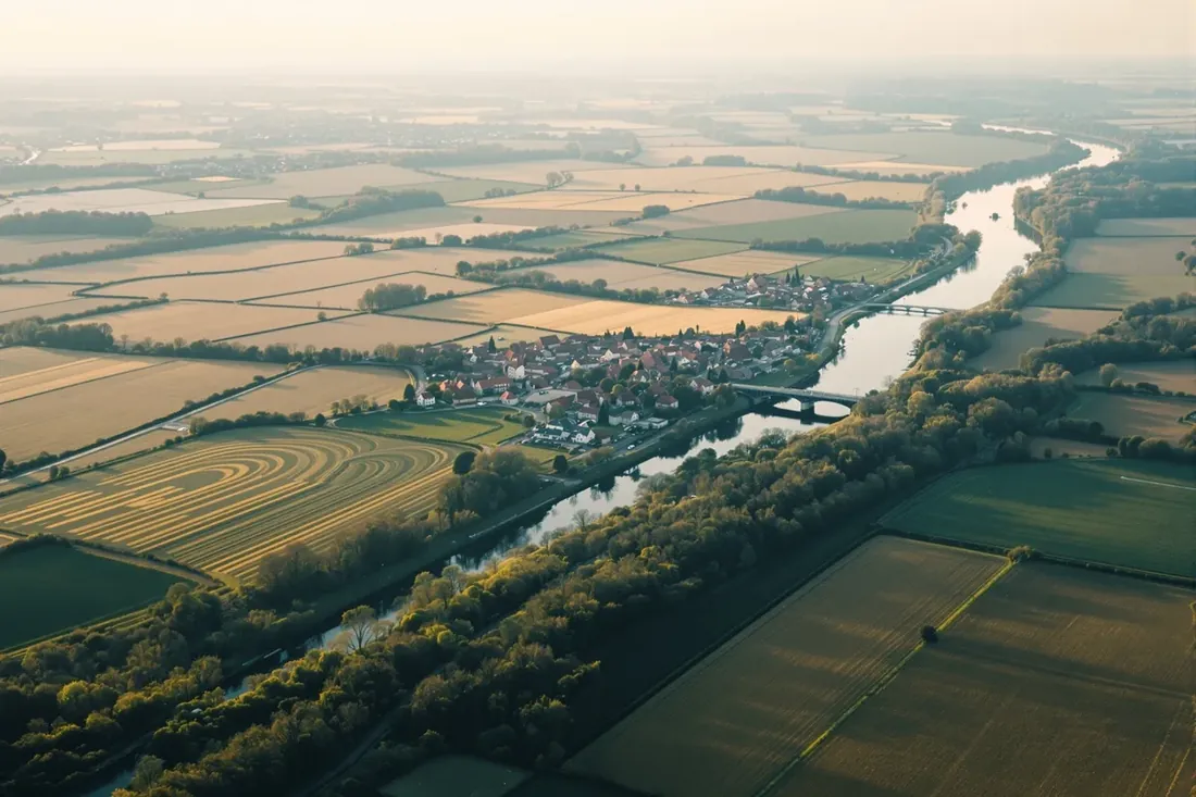 Vue aérienne de la région de Tournai et du Hainaut occidental